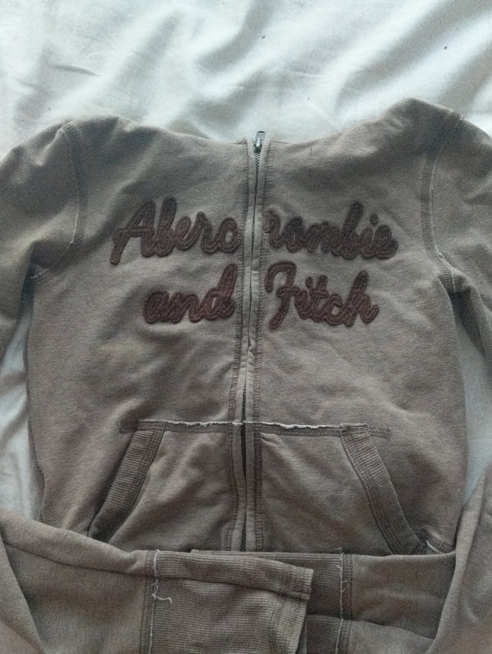 Abercrombie & Fitch Brown Kids Full-Zip Hoodie with Script Logo